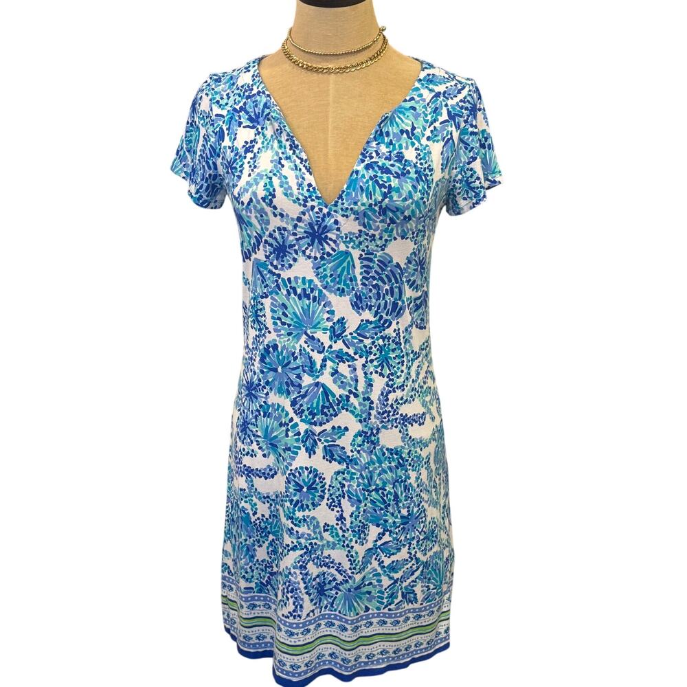 LILLY PULITZER Sophieletta Dress Turquoise Oasis Shell Me You Love Me size S0 - Picture 2 of 10